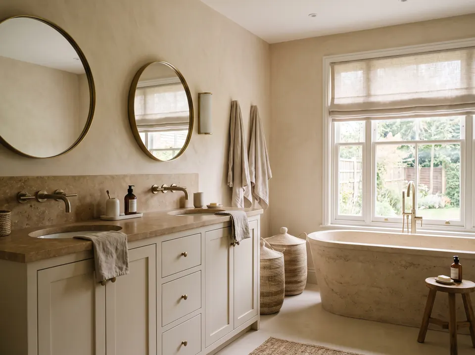 Salle de bain avec double lavabo